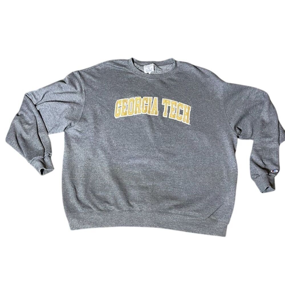 Vintage Georgia Tech Champion Men's 2XL Gray Pullover Sweatshirt